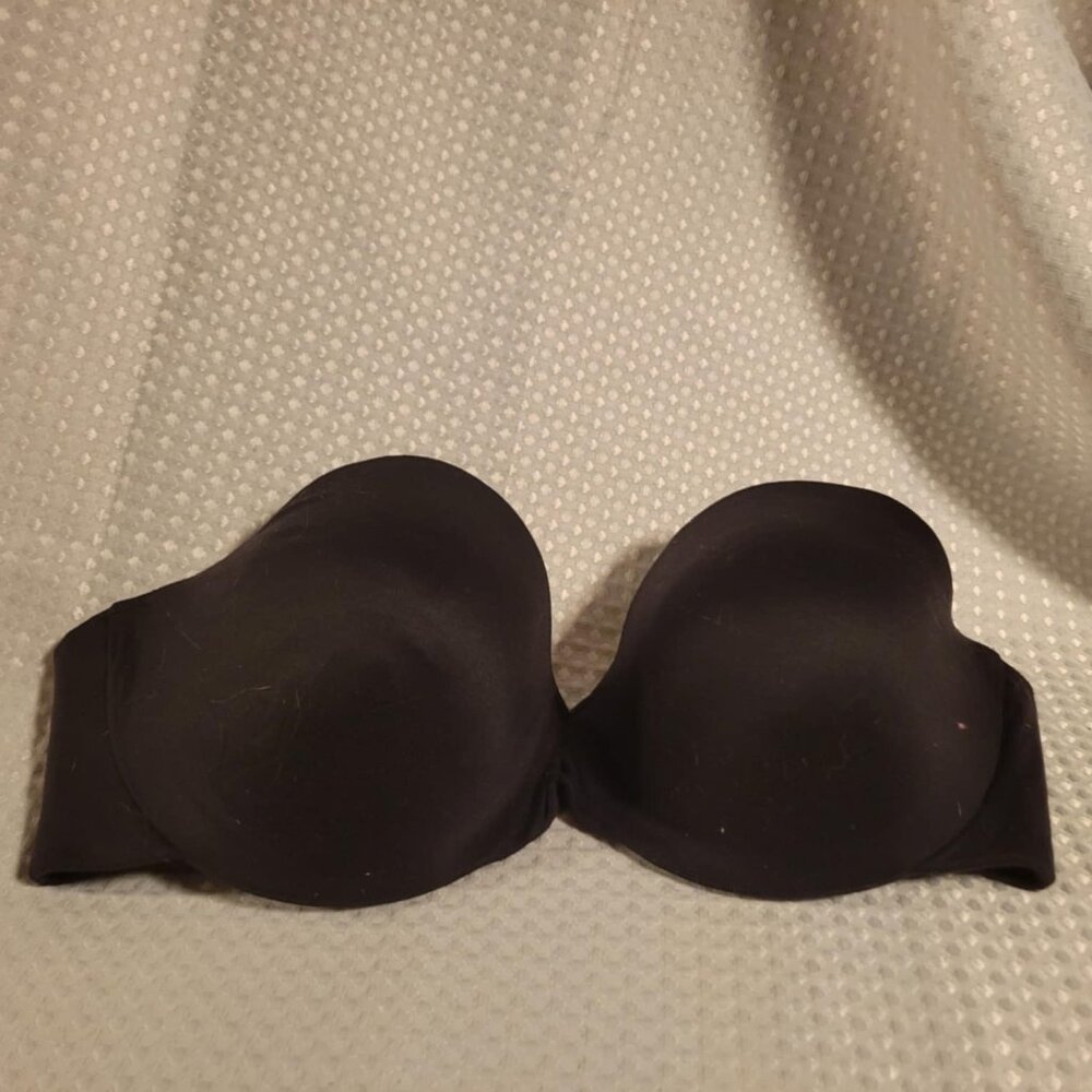 Maidenform 34D Black 041J6 Lined Strapless Bra Comfort Devotion RN15763